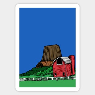 Devils Tower Wyoming and a Red Barn Sticker